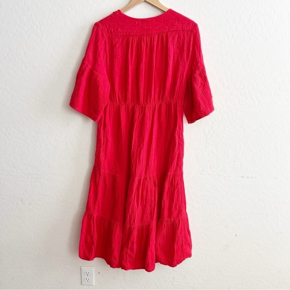 Xierna Kendall Red Cotton Gauze Midi Dress - Picture 6 of 9